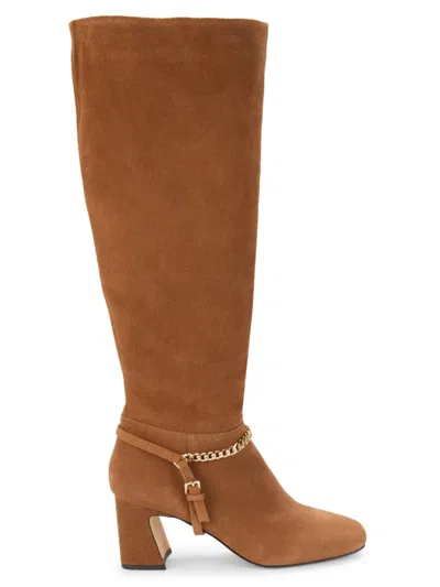 SANCTUARY WOMEN'S ELECTRIC CHAIN TRIM SUEDE KNEE HIGH BOOTS