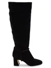 Sanctuary Women's Electric Chain Trim Suede Knee High Boots In Black