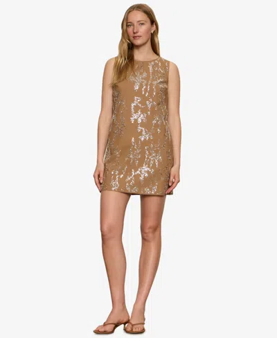 Sanctuary Women's Embellished Crewneck Straight Shift Dress In Brown