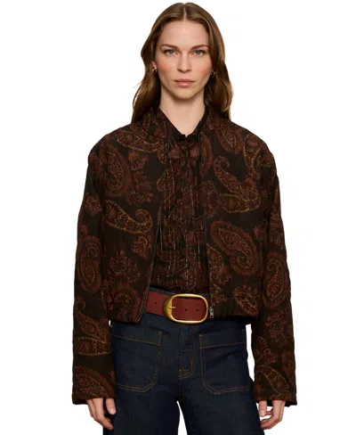 Sanctuary Women's Empress Quilted-paisley Bomber In Cocoa Paisley