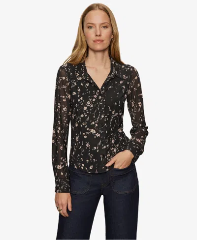 Sanctuary Women's Fitted Mesh Button Down Top In Multi