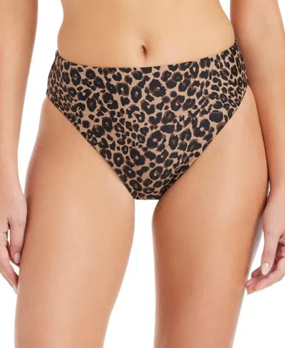 Sanctuary Leopard Print High Waist Bikini Bottoms In Animal Print