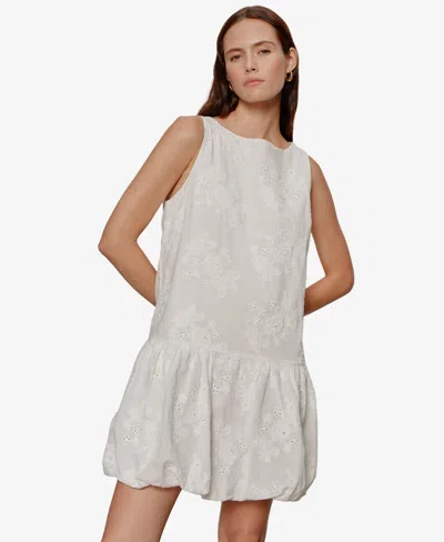 Sanctuary Garden Cotton Eyelet Bubble Hem Minidress In White