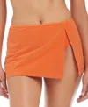 Sanctuary Womens Sands Of Summer Underwire Solid Bikini Top High Rise Solid Swim Skirt In Orange Heat