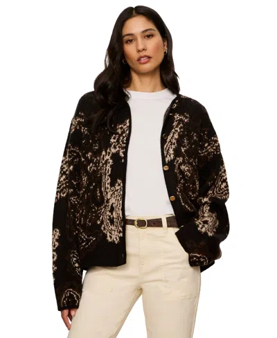 Sanctuary Jacquard Knit Collarless Jacket In Black