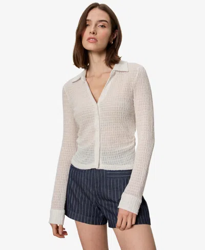 Sanctuary Women's Juno Textured Long-sleeve Spread Collar Shirt In White
