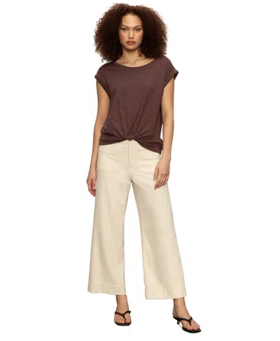 Sanctuary Women's Knot-front Crewneck Muscle Tee In Brown