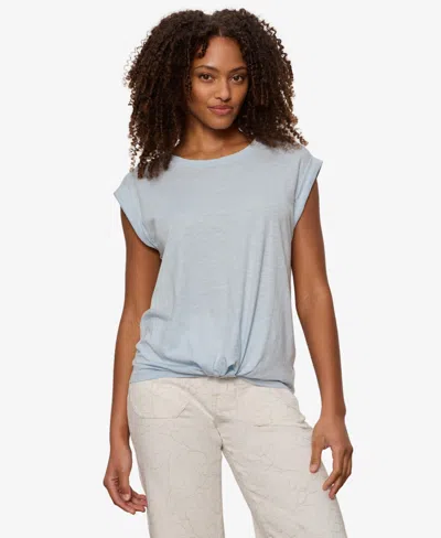 Sanctuary Women's Knot-front Crewneck Muscle Tee In Blue
