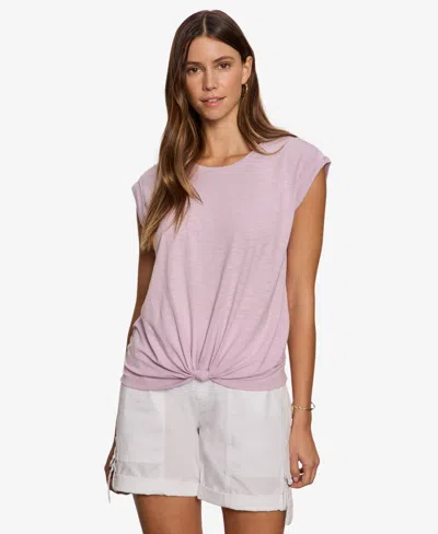 Sanctuary Women's Knot-front Crewneck Muscle Tee In Pink