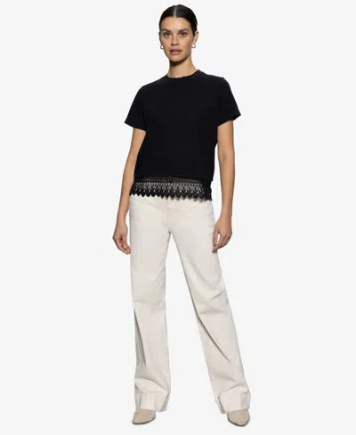 SANCTUARY WOMEN'S LACE REMIX PULL ON T-SHIRT