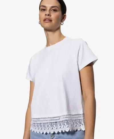 SANCTUARY WOMEN'S LACE REMIX PULL ON T-SHIRT