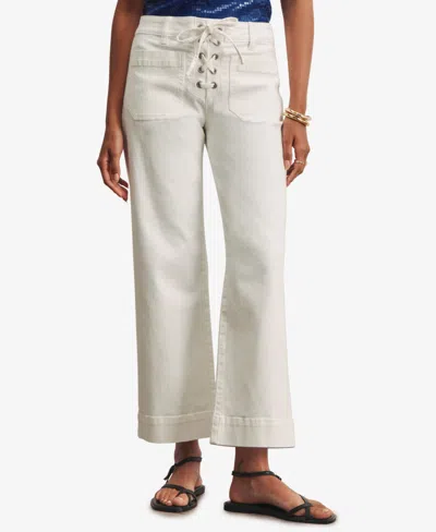 Sanctuary Women's Lace-up Mariner Straight-leg Denim Pants In White