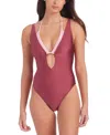Sanctuary Women's Layered Plunging One-piece Swimsuit In Garnet