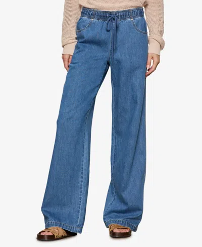Sanctuary Women's Linen-blend Wide-leg Jeans In Blue
