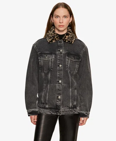 Sanctuary Women's Long Sleeve Boyfriend Trucker Jacket In Black