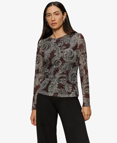 Sanctuary Floral Print Long Sleeve Mesh Top In Multi