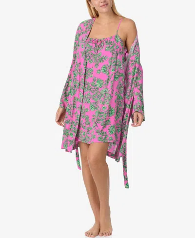 Sanctuary Women's Long-sleeve Wrap-around Short Robe In Pink