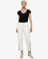 Sanctuary Luna Button Fly High Waist Cuff Straight Leg Jeans In Bleached White