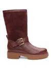 Sanctuary Women's Mandy Leather Mid-calf Boots In Burgundy