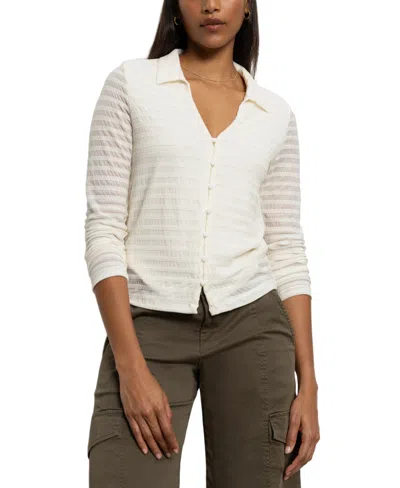 SANCTUARY WOMEN'S MESH-LACE BUTTON-FRONT SHIRT