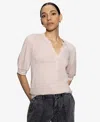 Sanctuary Mixed Media Organic Cotton Blend Top In Light Rosewood
