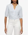 Sanctuary Mixed Media Organic Cotton Blend Top In Sky Blue