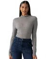 Sanctuary Exposed Seams Mock Neck Tee In Heather Charcoal In Heather Charcoal