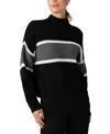 Sanctuary Mock Neck Stripe Sweater In Charcoal Stripe