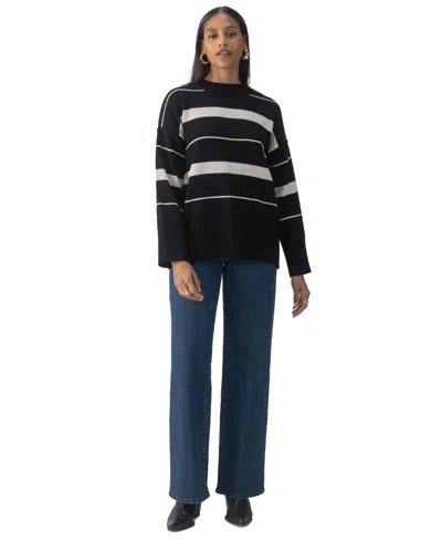 SANCTUARY WOMEN'S MODERN STRIPED DROPPED-SHOULDER SWEATER