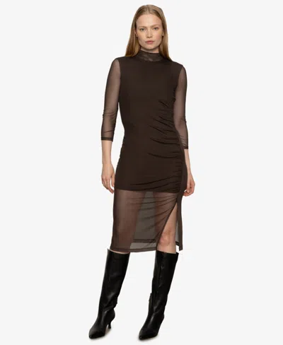 Sanctuary Women's Night Out Mock Neck Dress In Brown