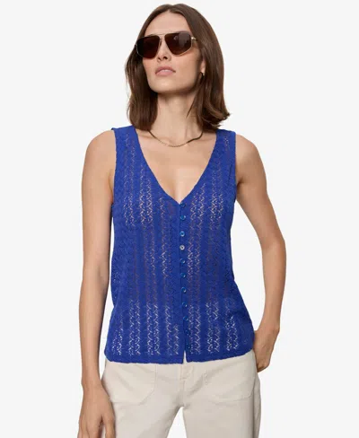 Sanctuary Women's No Rush Button-front Sleeveless Tank Top In Blue