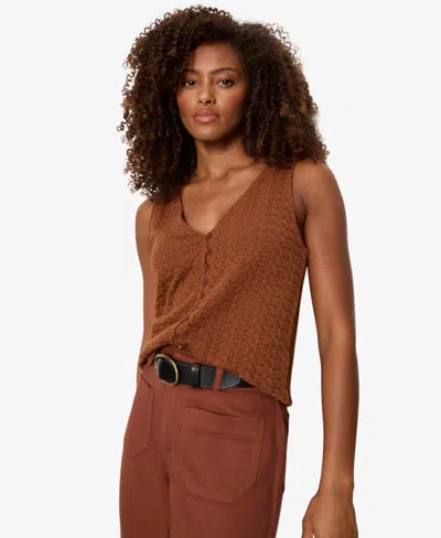 Sanctuary Women's No Rush Button-front Sleeveless Tank Top In Brown