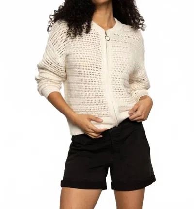 SANCTUARY WOMEN'S OPEN KNIT BOMBER IN CHALK