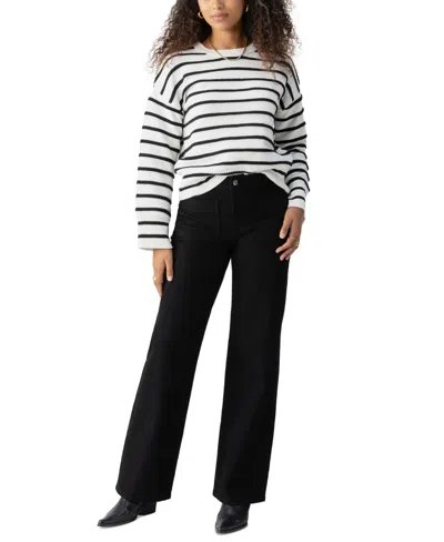 Sanctuary Women's Ottoman Stitch Crewneck Sweater In Chalk,black Stripe