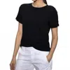 Sanctuary Perfect Roll Sleeve Cotton T-shirt In Black