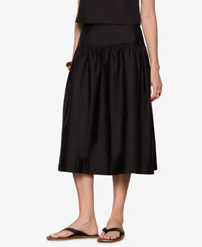Sanctuary Women's Poplin A-line Midi Skirt In Black
