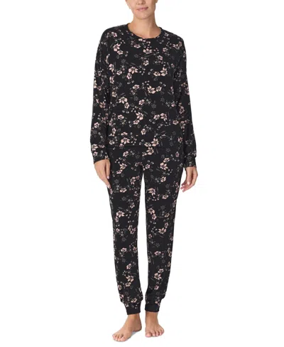 Sanctuary Women's Printed Long-sleeve Jogger Pajama Set In Black