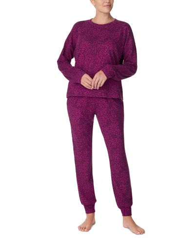 Sanctuary Women's Printed Long-sleeve Jogger Pajama Set In Purple Print
