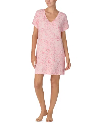 Sanctuary Women's Printed Short-sleeve Sleep Shirt In Blush Floral