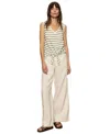 Sanctuary Traveler Twist Sleeve Tee In Light Ecru Olive Stripe In Sage,muslin Stripe