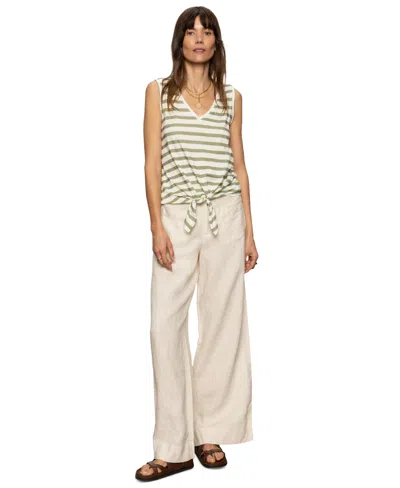SANCTUARY WOMEN'S PRINTED V-NECK SLEEVELESS TIE-HEM TANK TOP