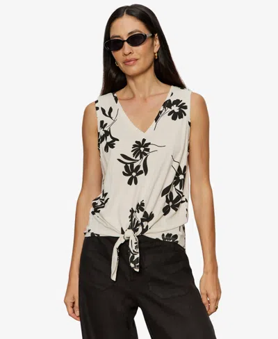 Sanctuary Women's Printed V-neck Sleeveless Tie-hem Tank Top In Neutral