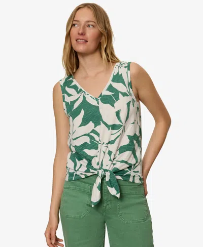 Sanctuary Women's Printed V-neck Sleeveless Tie-hem Tank Top In Green