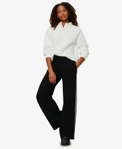 Sanctuary Women's Quilted Button Popover Pull-on Sweatshirt In Gray