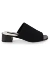 Sanctuary Women's Rumble Square Toe Stretch Knit Block Heel Sandals In Black
