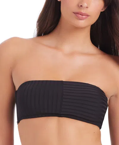 Sanctuary Women's Refresh Rib Bandeau Bikini Top In Black