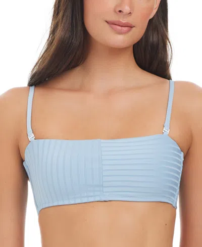 Sanctuary Women's Refresh Rib Bandeau Bikini Top In Blue Chateau