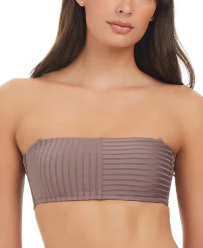 Sanctuary Women's Refresh Rib Bandeau Bikini Top In Iron