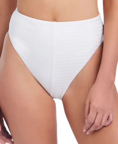 Sanctuary Women's Refresh Rib High-leg High-rise Bikini Bottoms In White