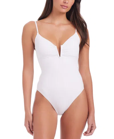 SANCTUARY WOMEN'S REFRESH RIB V-WIRE MIO ONE-PIECE SWIMSUIT